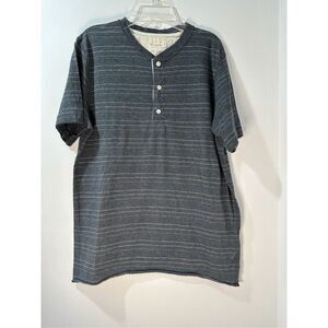 Billy Reid men’s short sleeve gray strip 1/4 button polo shirt size M #28-1798